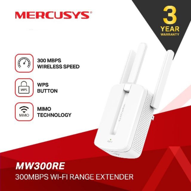 Bộ kích sóng wifi Mercusys MW300re 3 râu cực mạnh,Kich wifi,cục hút wifi,kích sóng wifi