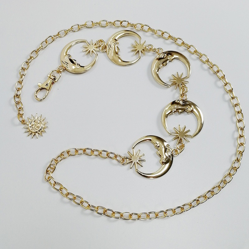 Chuỗi thắt lưng nữ phối mặt hình mặt trăng kim loại phong cách vintage