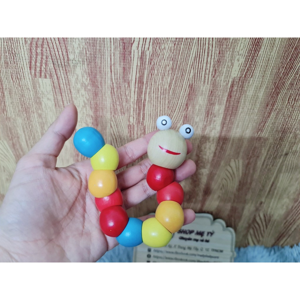Đồ chơi sâu gỗ uốn dẻo cho bé
