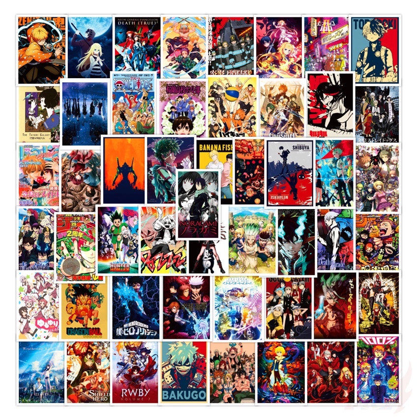 ❉ Comics Magazine Series 05 Shōnen Manga Mini Postcard Stickers ❉ 50Pcs/Set DIY Fashion Mixed Waterproof Doodle Decals Stickers
