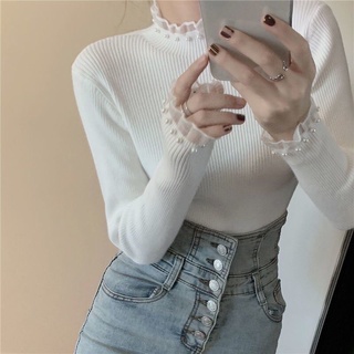 🌷 Áo len tăm phối ren cổ tay đính hạt ngọc siêu xinh