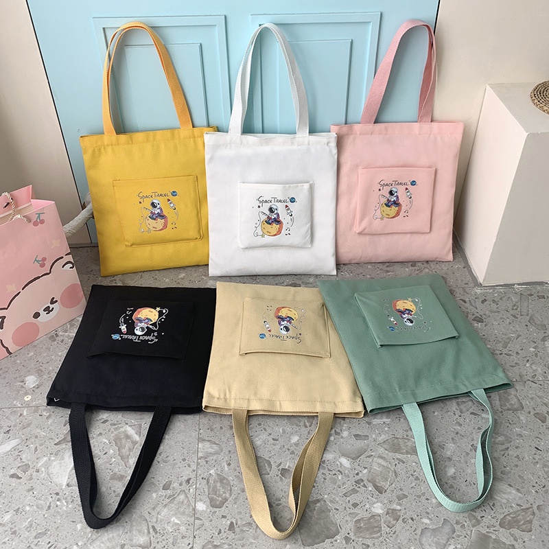 Túi Xách Canvas Sức Chứa Lớn Phong Cách Preppy Dễ Thương TTF260