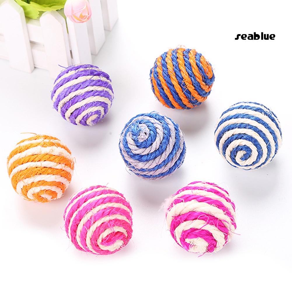 【cat】2Pcs Pet Cat Kitten Sisal Rope Weave Ball Molar Playing Chew Scratch Catch Toy