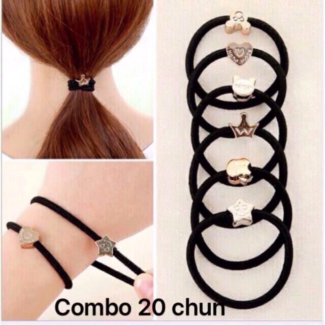 Set 20 chun buộc tóc phong cách Hàn Quốc - Ngọc Khuê Shop - Xanh Liga