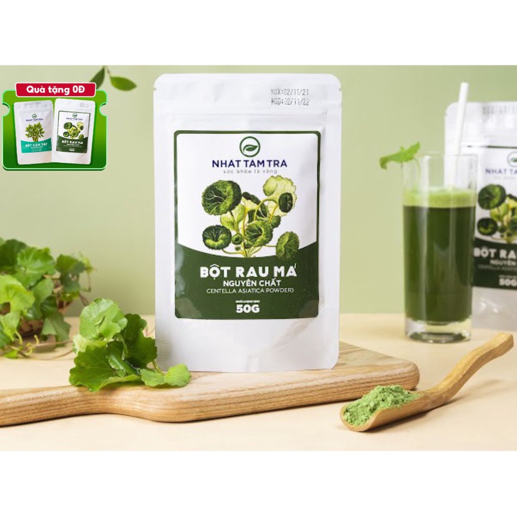 Bột rau má sấy lạnh giúp thanh lọc cơ thể đắp mặt nạ đẹp da dạng túi zip 50g Nhất Tâm Trà