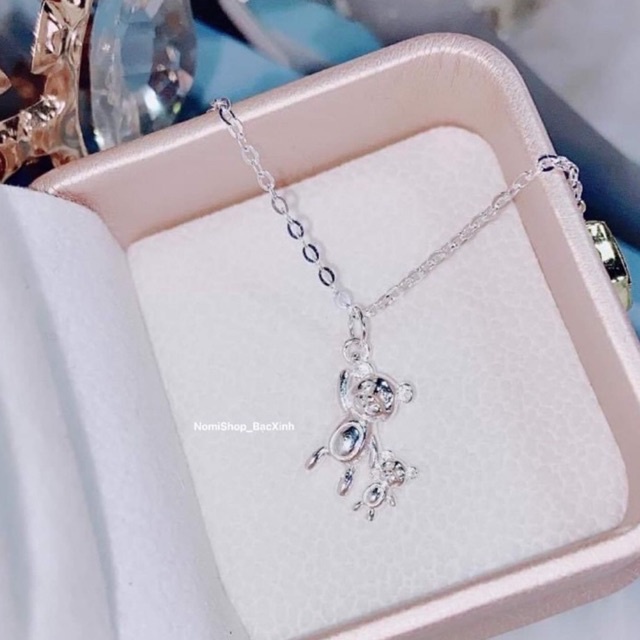 Dây bạc mặt hình gấu đôi mới, siêu Hot siêu độc lạ, Bạc đẹp siêu cấp Mainomi Shop Bạc Xinh
