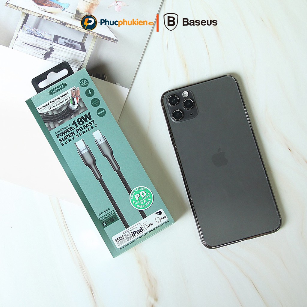 Dây sạc nhanh iPhone 20w chính hãng Remax 009 sạc nhanh iPhone 20w cho iPhone 8 Plus đến 13 Pro max Phúc Phụ Kiện