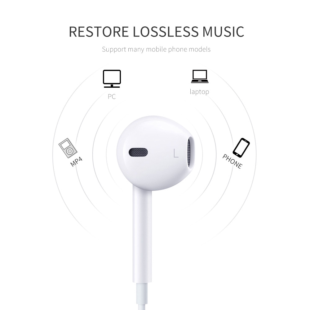 Music Wired Earphone For Huawei P30 Pro Volume Control Stereo Type C Earbuds Headset For iP 6S With Mic Headphones