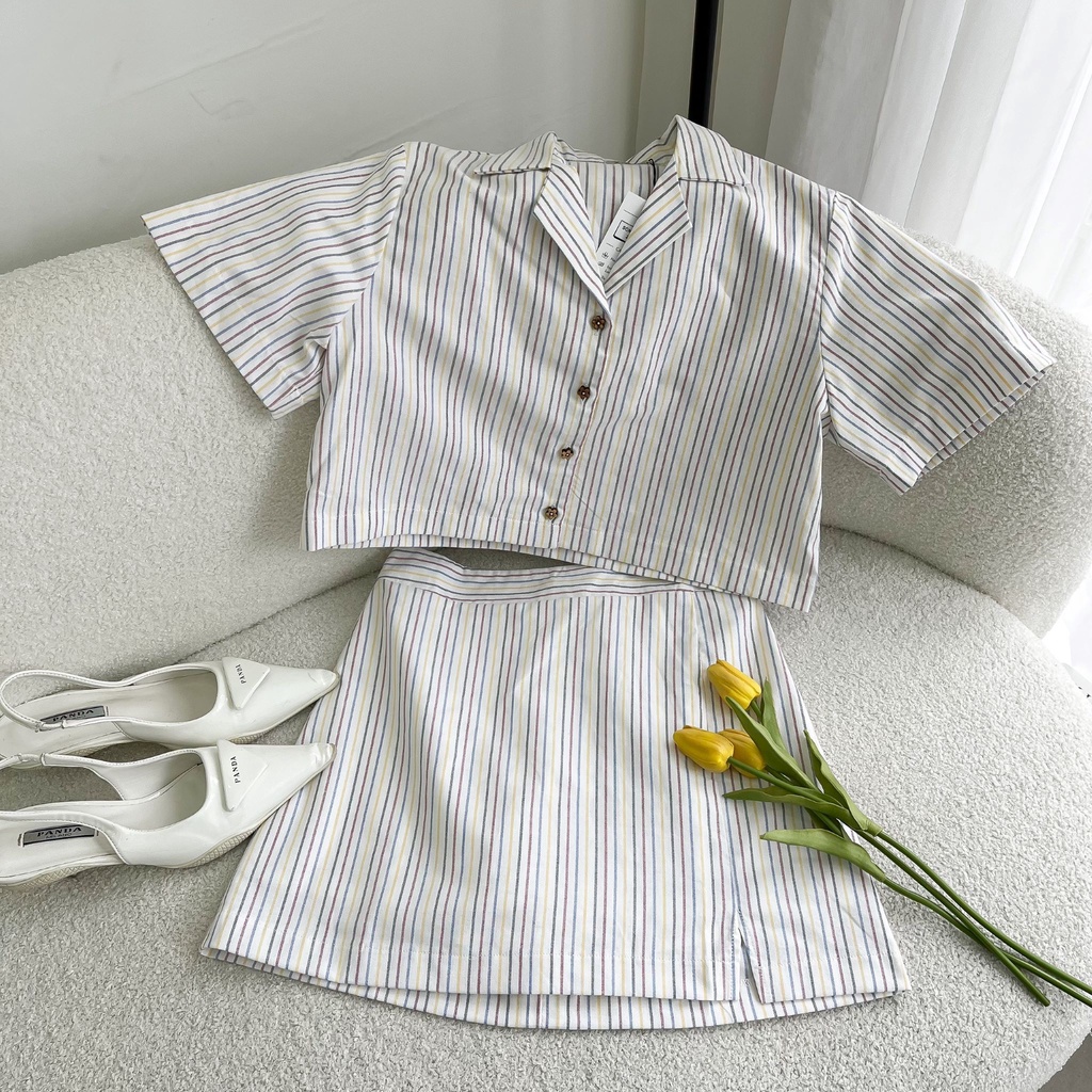 SET SƠ MI SỌC CROPTOP ZAREEN