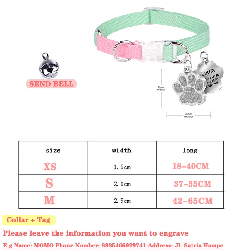 Vòng cổ cho mèo / chó miễn phí Tên tùy chỉnh Đảm bảo mạnh mẽ