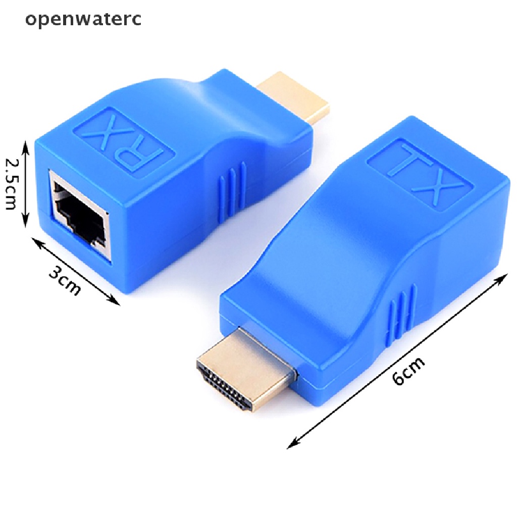 Bộ 2 Đầu Nối Mở Rộng HDMI 1080P Sang RJ45 Qua Cat 6 Mạng LAN Ethernet Màu Xanh Dương vn