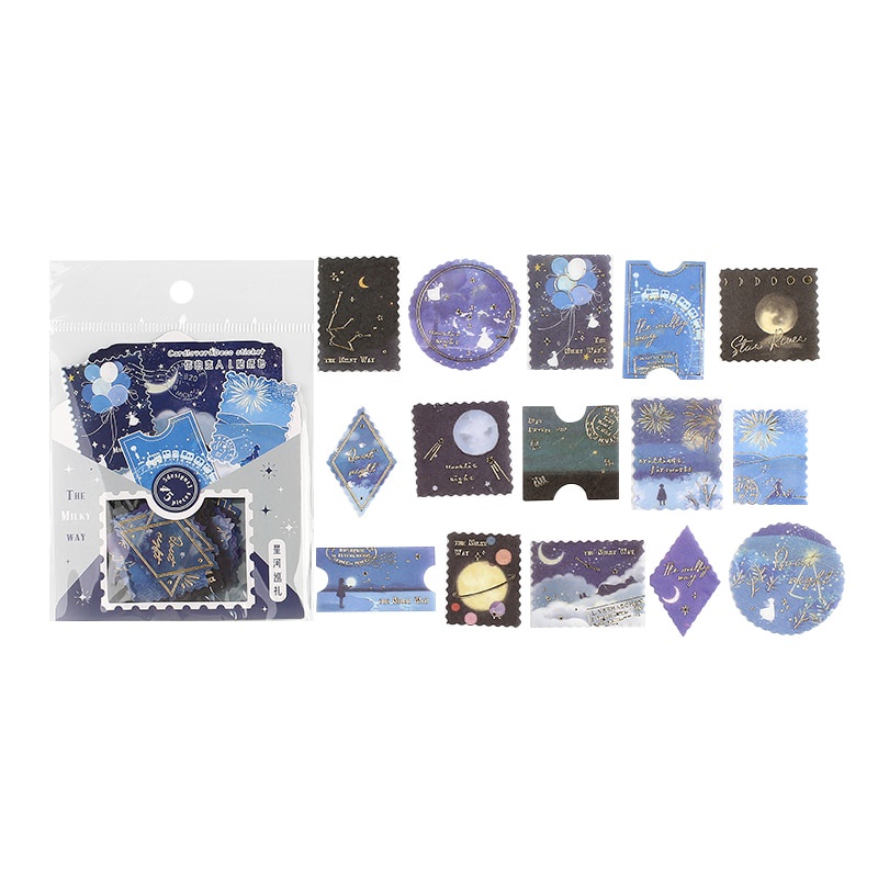 Set 45 nhãn dán trang trí sổ lưu niệm/tạp chí/văn phòng phẩm nhiều mẫu tùy chọn