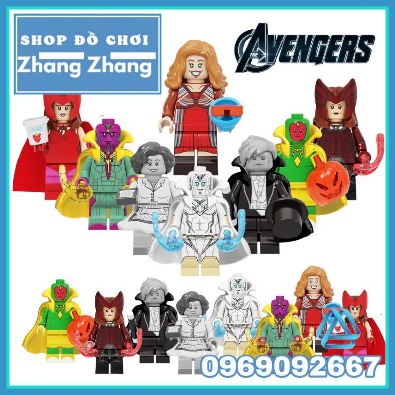 Xếp hình mô hình Halloween gồm Scarlet Witch - Vision - Wanda trong Avengers Minifigures Kopf KF6134