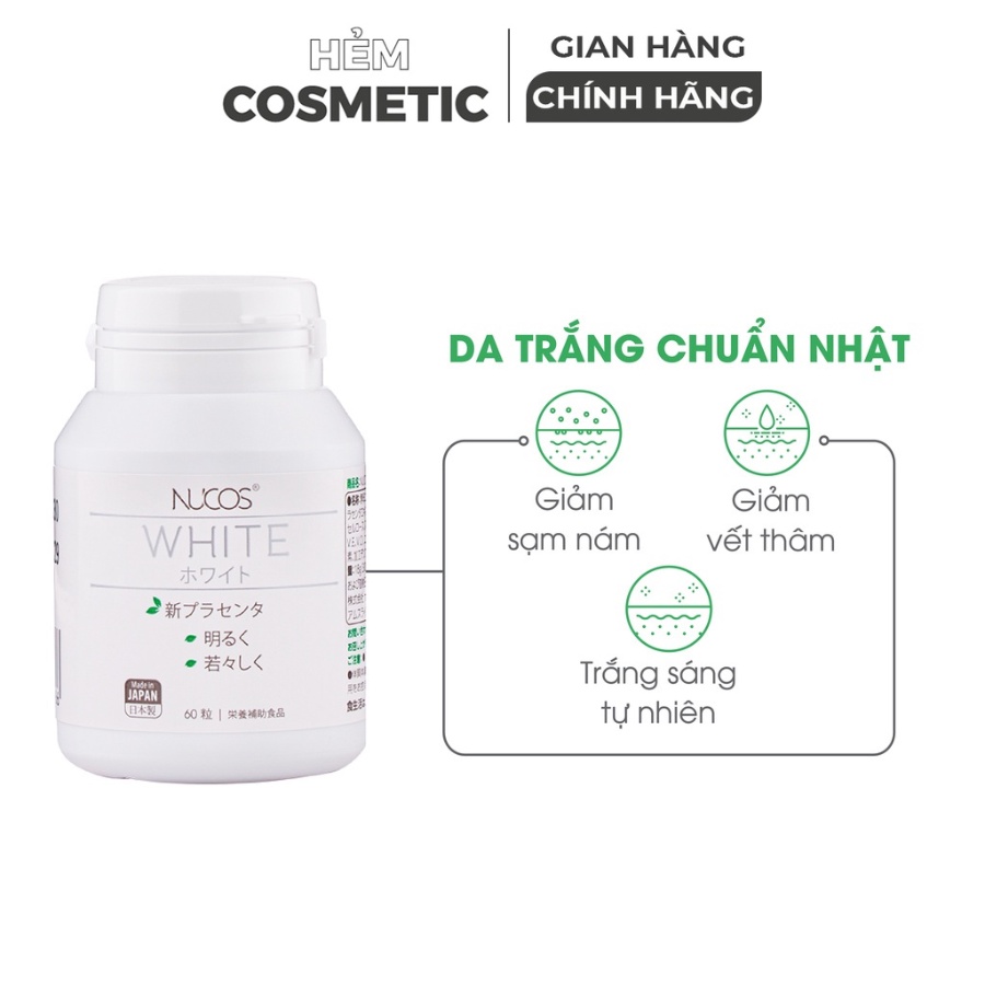 Viên uống trắng da mờ thâm nám Nucos White 60 viên - Hẻm Cosmetic