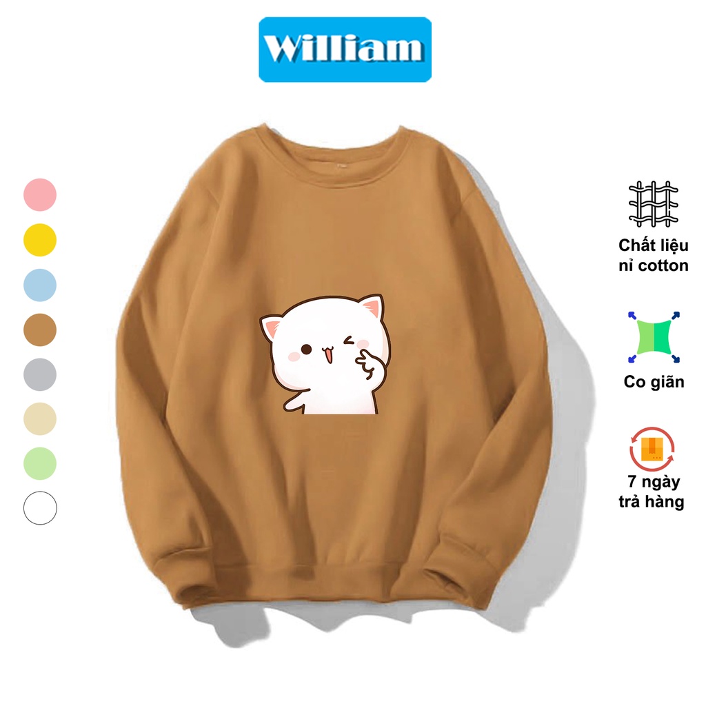 Áo sweater nam nữ hình Mèo dễ thương chất nỉ bông dày dặn, in Pet cao cấp William - DS221