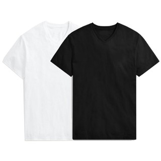 Combo 2 áo thun trơn nam cổ tim hàng cao cấp màu đen trắng