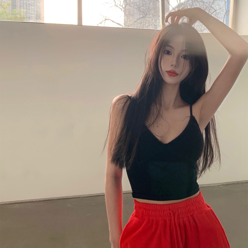 Áo Croptop Hai Dây Cổ Chữ V Hở Lưng Quyến Rũ Thời Trang Dành Cho Nữ