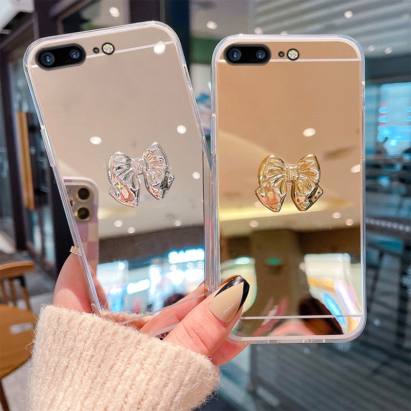 Ốp Điện Thoại Mềm Tráng Gương Hình Nơ Thời Trang Cho iPhone 6 7 8 Plus SE2020 6S Plus X XS Max XR