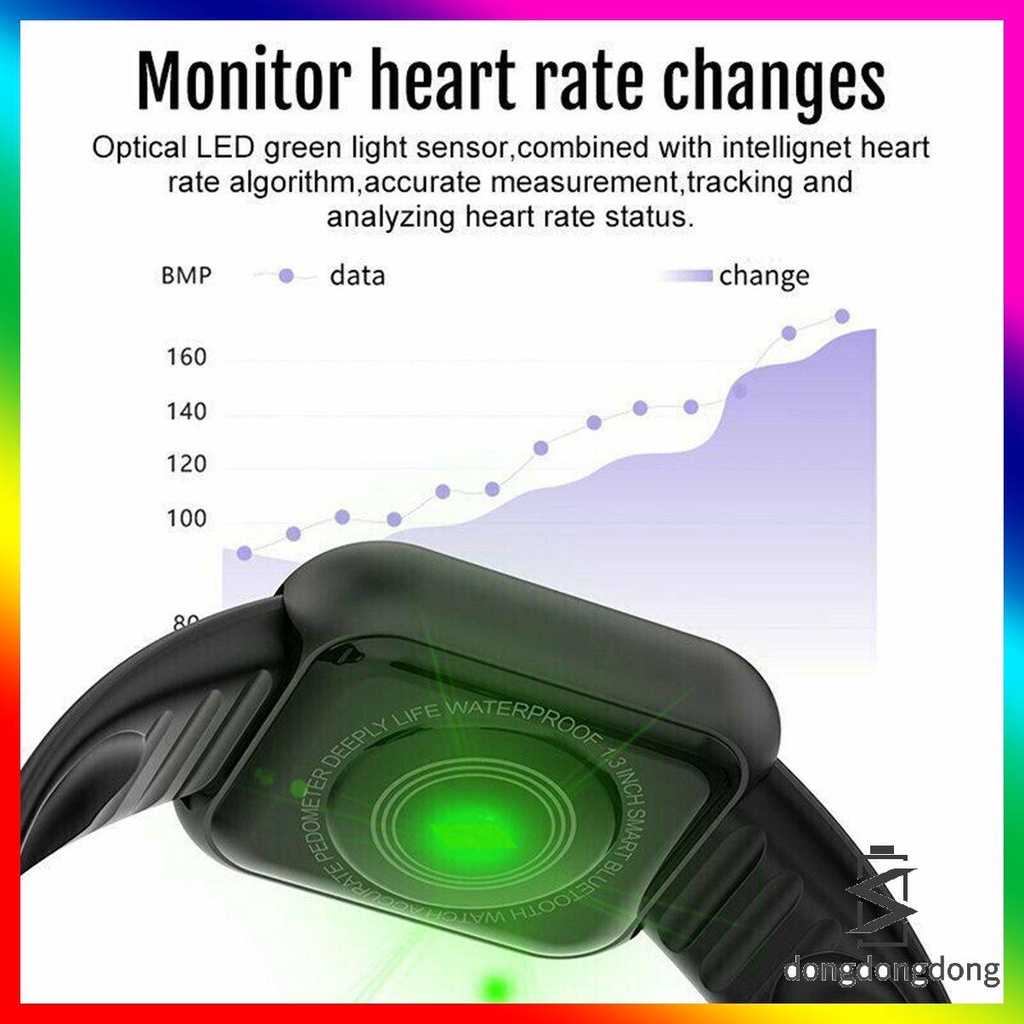 Y68 Bluetooth Smart Watch Women Men Kids Watch IP67 Waterproof Call Reminder Heart Rate Monitor Blood Pressur