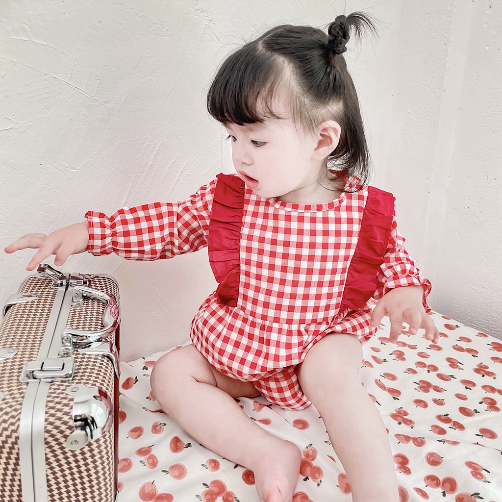 Áo Liền Quần Dạng Váy Bằng Cotton Trơn Phong Cách Hàn Quốc 0092
