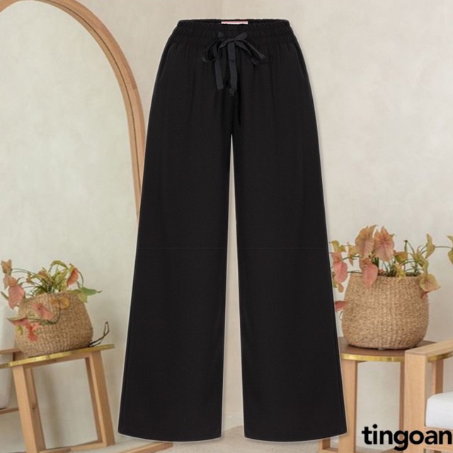 [Nhập WABR99 giảm 10% đơn 250K]Quần ống xuông chống nhăn chun co dãn đen tingoan AMBER CULOTTES/BL