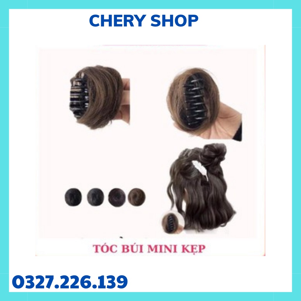 Tóc gỉa búi mini kẹp nửa đầu sợi tơ cao cấp cho nàng chery shop