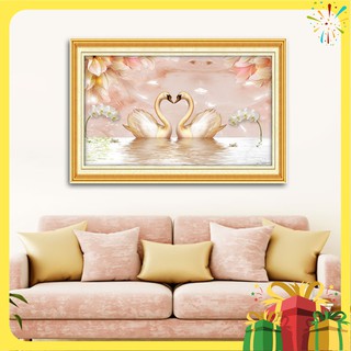 Tranh đôi chim uyên ương hòa hợp  - tranh thiên nga