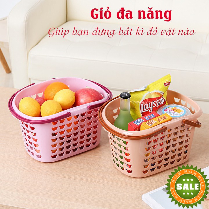Giỏ nhựa đựng đồ A3 đa năng có 2 quai cầm đựng đồ phòng tắm, nhà bếp tiện lợi