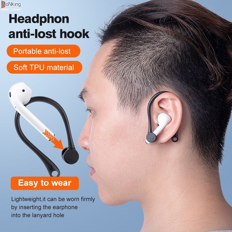 Chống mất Chủ Tai Nghe Đứng Dây Đeo đối với Apple iPhone XS Max X XR AirPods 2/3 Pro Tai Nghe Không Dây Gắn Kết tai Móc Nắp Móc Tai-MKSHOP