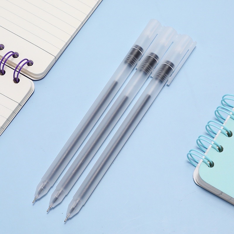 Combo 50 bút gel mực đen 0.5mm viết êm nhanh khô, bút bi đen Ếch Ộp Vpp, bút nắp gài đen học sinh sinh viên