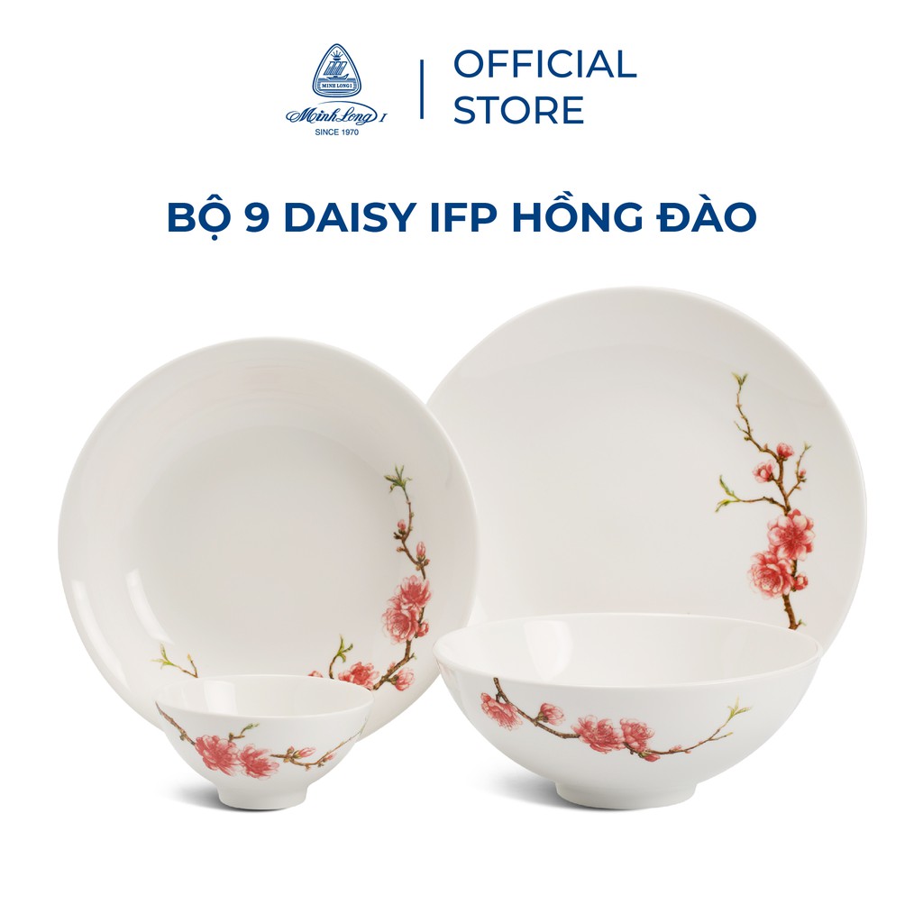 Bộ chén dĩa sứ Minh Long 9 sản phẩm - daisy IFP - Hồng Đào S