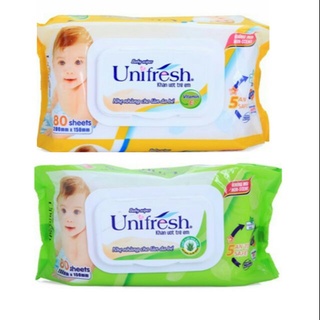 Khăn Ướt Unifresh Không Mùi Vitamin E 80 Miếng