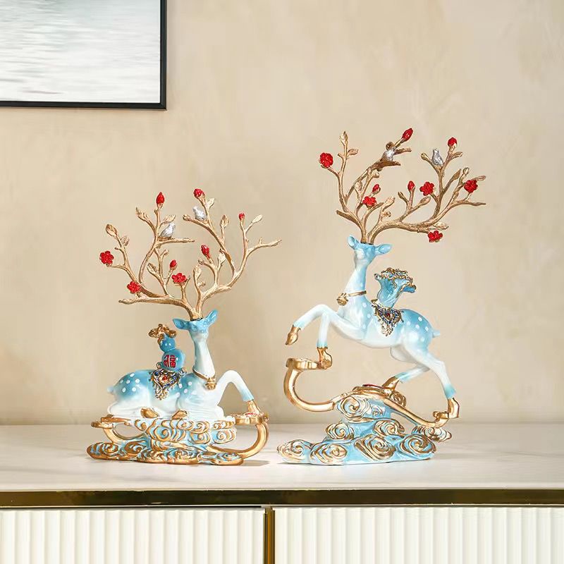 Trang trí nhà hiện đại, trang trí hươu may mắn, trang trí tủ tivi, ý nghĩa: may mắn và may mắn