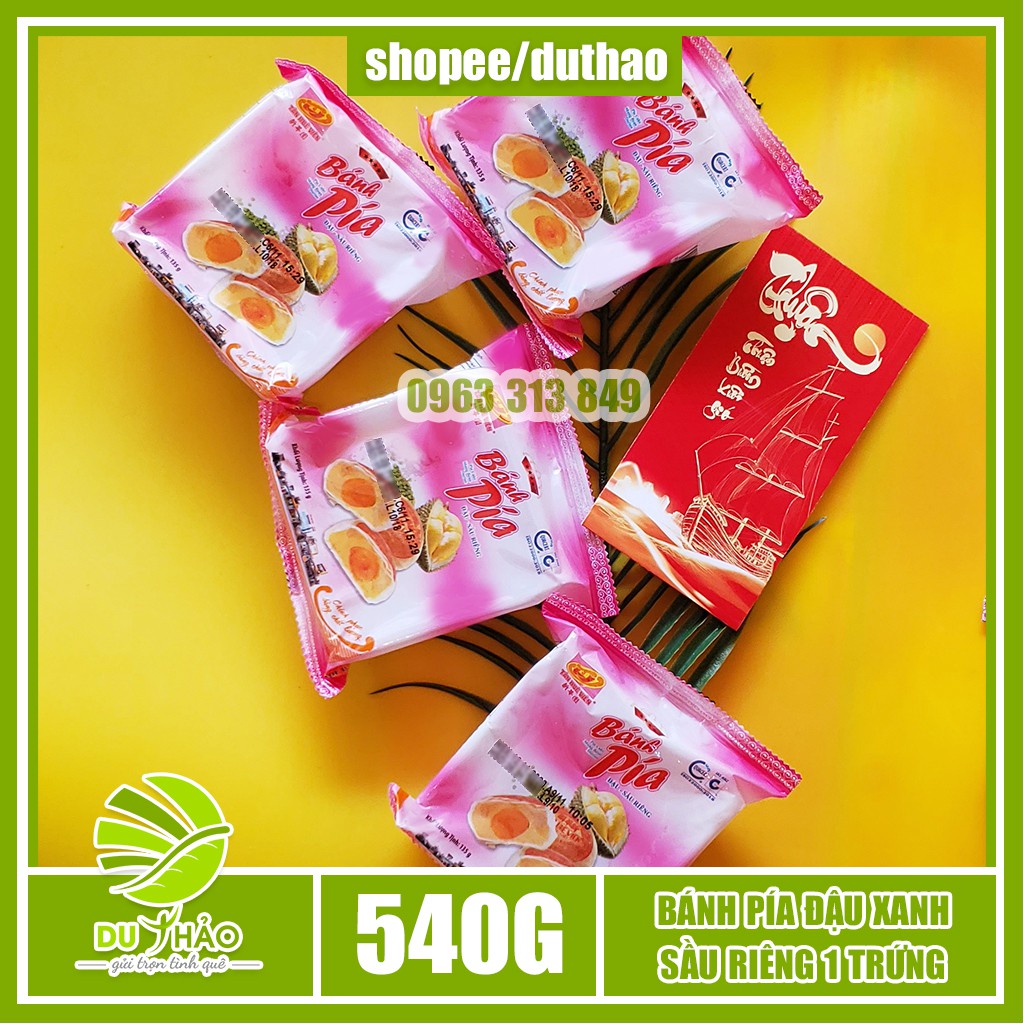 Bánh pía Sóc Trăng đậu xanh sầu riêng 1 trứng Tân Huê Viên 540g, bánh pía Sóc Trăng