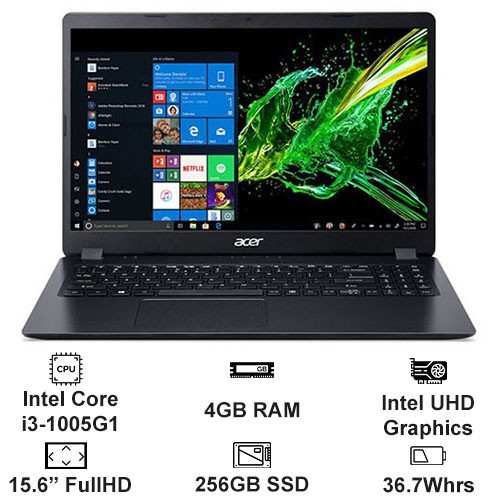 Laptop Acer Aspire 3 A315-56-37DV NX.HS5SV.001(I3-1005G1/4GB/256GB PCIE/15.6 FHD/WIN10/ĐEN) | BigBuy360 - bigbuy360.vn
