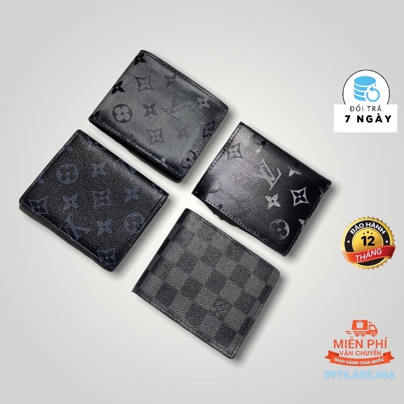 Ví ngắn lv nam da pu cao cấp chống nước, ví lv da nam đựng thẻ.