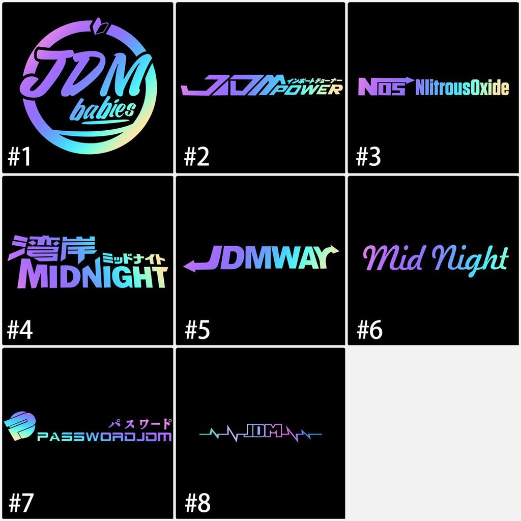 1 Cái JDM Tia Laze Nhãn Dán MIDNIGHT Mũ Bảo Hiểm Xe Máy Không Thấm Nước Trang Trí đề Can Xe Máy / ô Tô