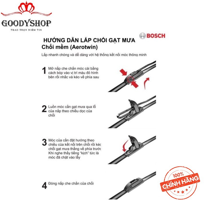 <Tìm Kiếm Nhiều>Gạt Mưa xe ô tô  Bosch Aero Twin thay thế cho các dòng xe:14”16”18”19”20”21”22”24”26”28”GOOODYSHOP