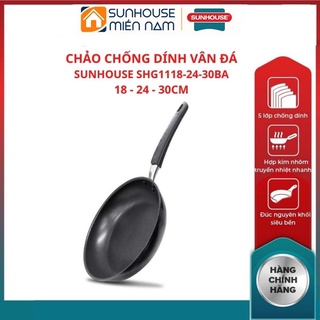 Chảo chống dính shg1118ba shg1120ba shg1124ba shg1126ba shg1130ba sunhouse nhôm màu đen viền dày