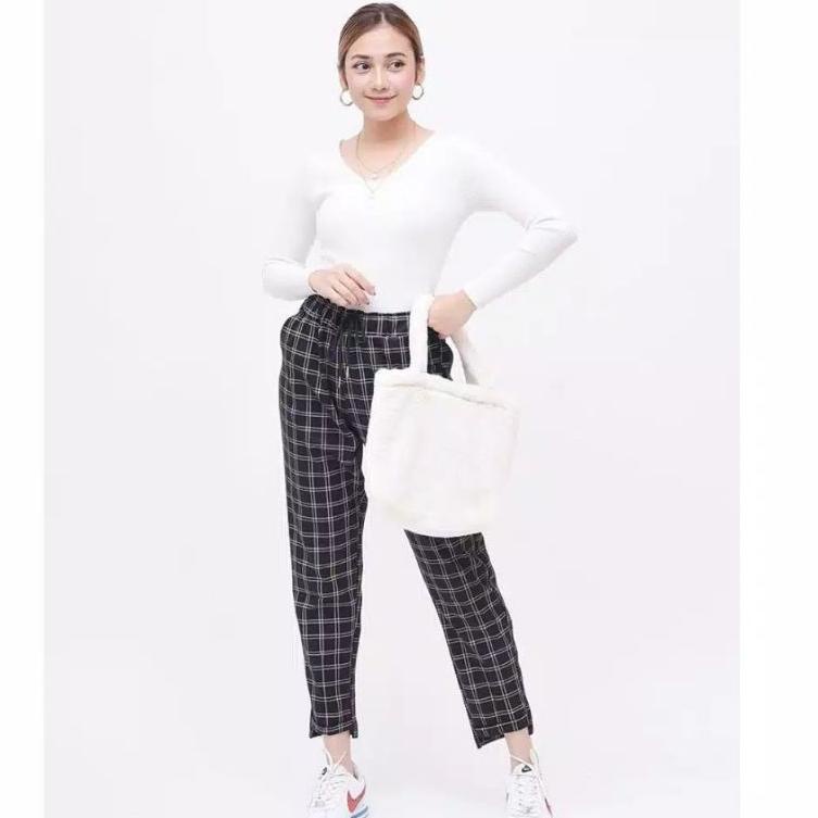 ZARA Quần Baggy Kẻ Sọc Caro Trẻ Trung Thời Trang Cho Nữ