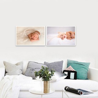 Bộ 2 tranh treo tường em bé tông màu trắng | Tranh trẻ em W3094