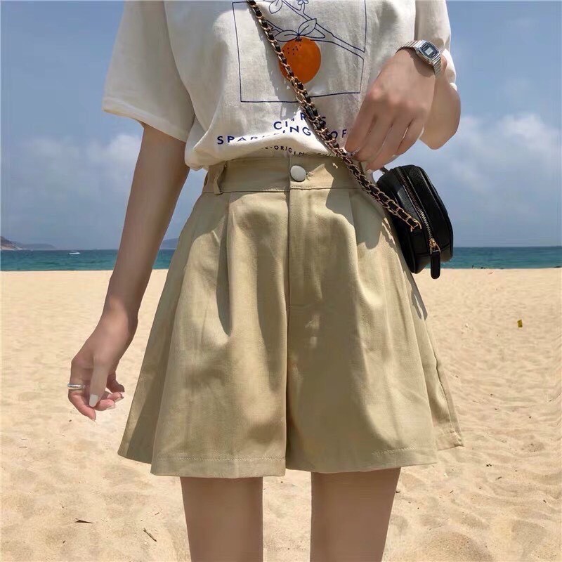 Quần Short Đùi KaKi NASU Unisex [FREESHIP] 🌸 Shorts ống rộng cạp chun trơn màu ĐEN | BE | TÍM Ulzzang 🌸 | BigBuy360 - bigbuy360.vn