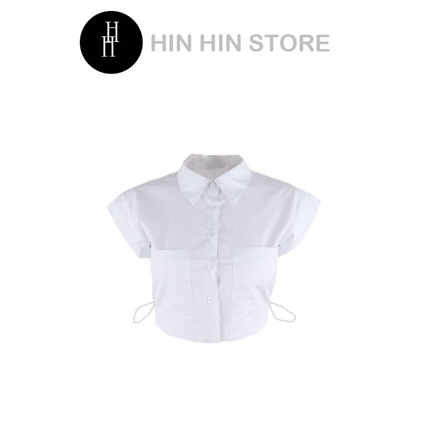 Áo croptop sơ mi ngắn eo rút dây HAC131 Hỉn Hỉn Store