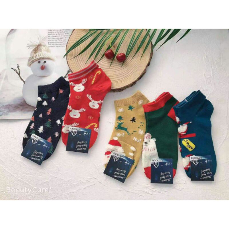 Tất noel cotton cổ ngắn CỰC XINH cho nữ