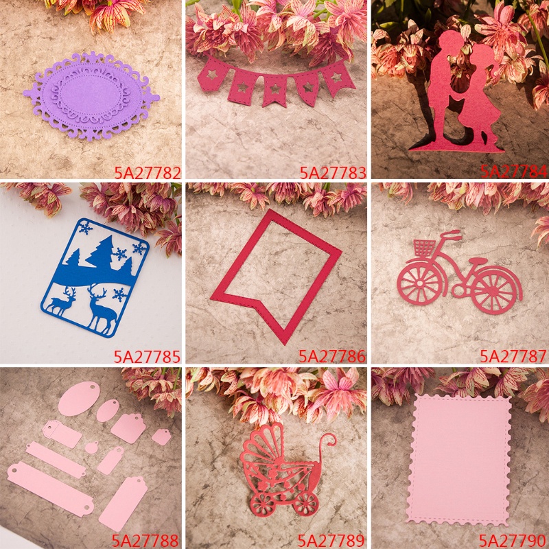 Khuôn Cắt Giấy Làm Từ Kim Loại Hình Khung Hoa Trang Trí Scrapbook