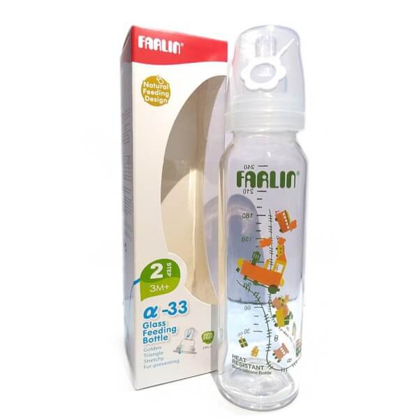 Bình sữa thủy tinh Farlin 240ml cho bé từ 3 tháng tuổi