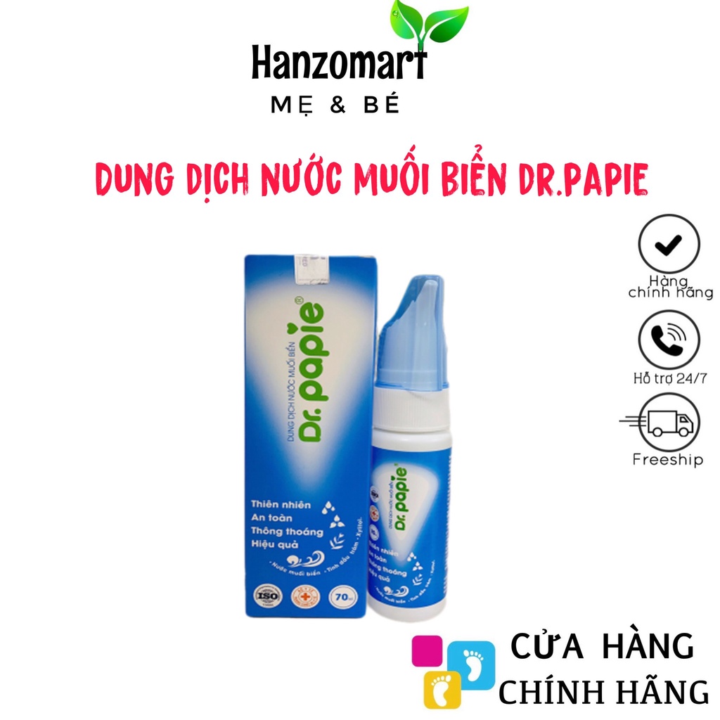 Xịt Mũi Chai-Dung dịch nước muối biển sâu Dr Papie xịt mũi cho bé