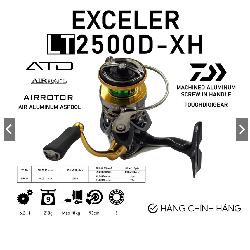 MÁY ĐỨNG CÂU LURE DAIWA EXCELER LT 1000D-XH / 3000D-CXH