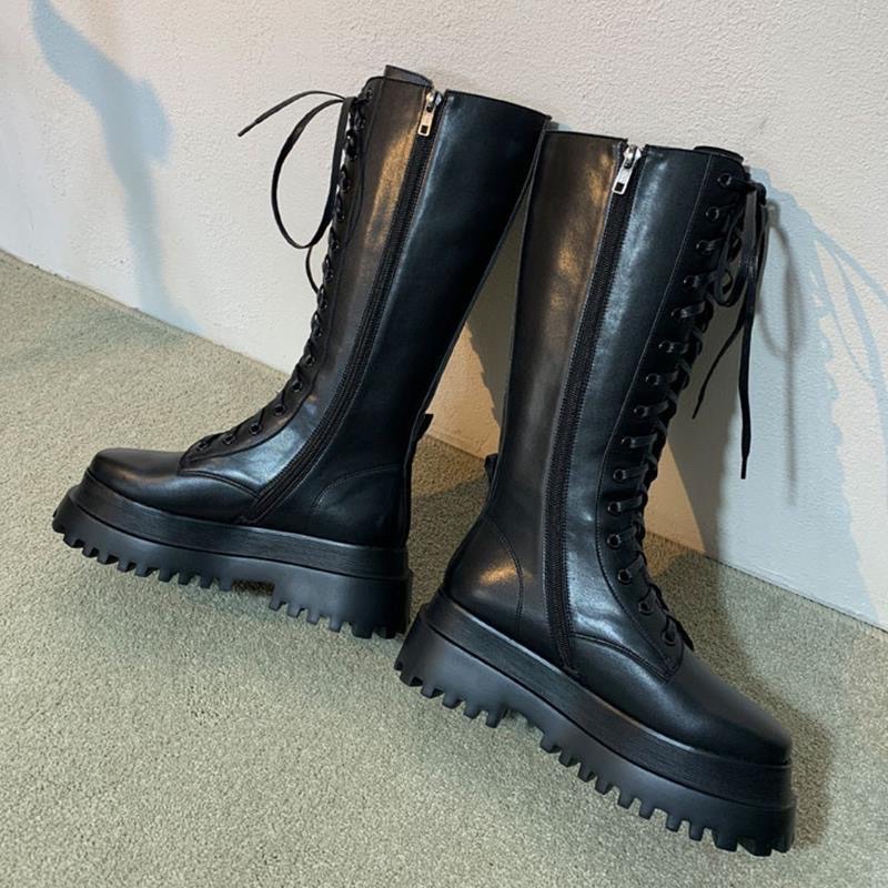 Boot đùi nữ chiến binh buộc dây độn đế 5cm cá tính| M14