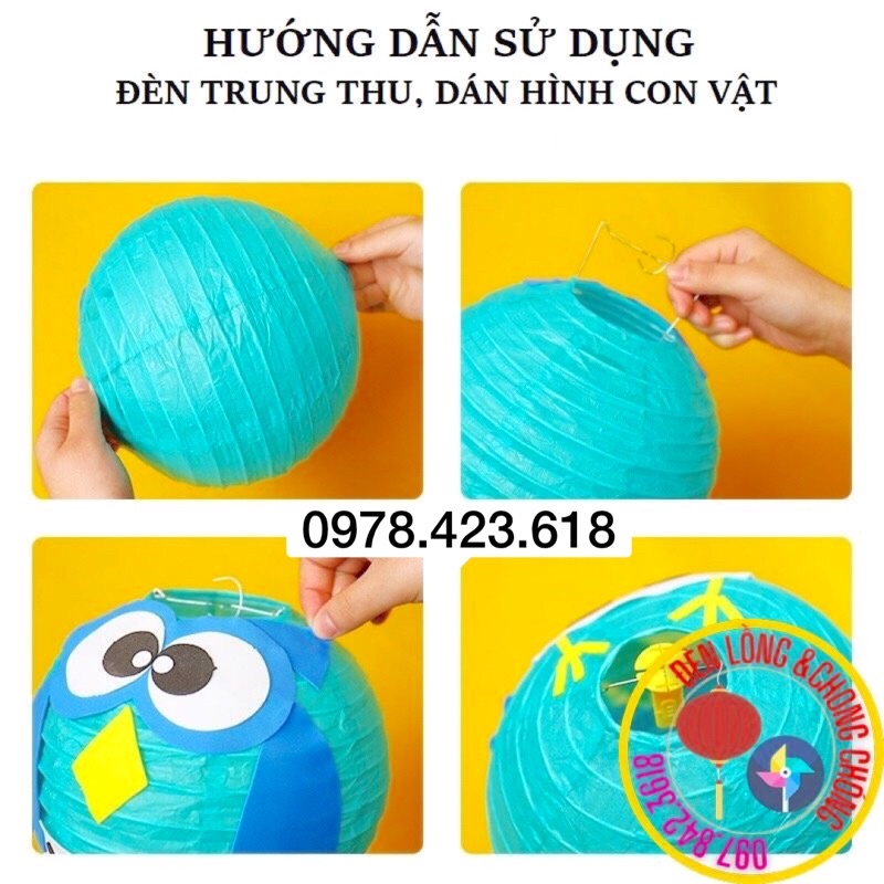 Lồng Đèn dán sticker hoạt hình cho bé sáng tạo - Đèn lồng trung thu